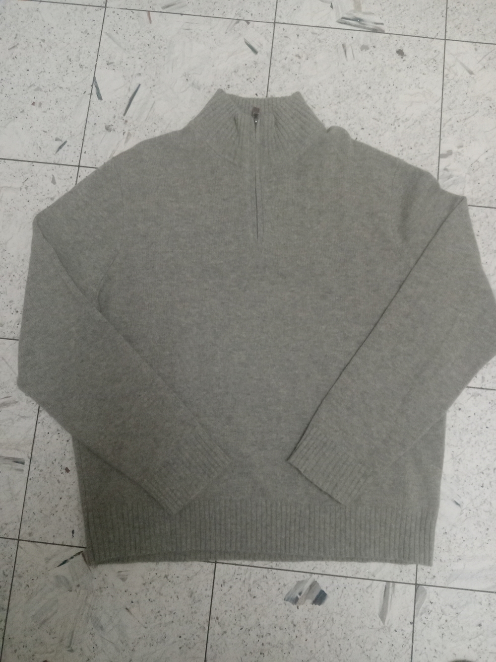 J. Crew Men's Lambs Wool Ecru Brown  Half-Zip Mock Neck Sweater Sz XL